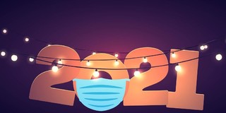口罩吊灯小夜灯2021新年元旦年会展板背景